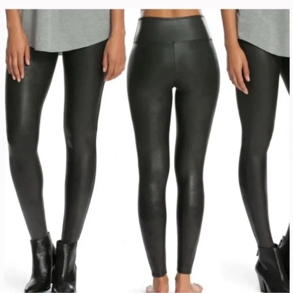 SPANX faux Leather Black Leggings XL